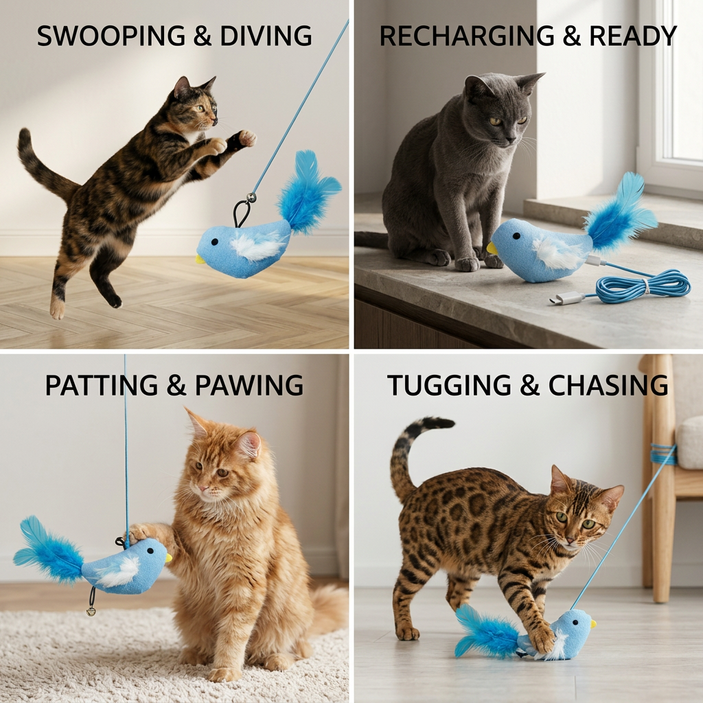 Automatic Flying Bird Cat Toy – Rechargeable Interactive Hanging Teaser