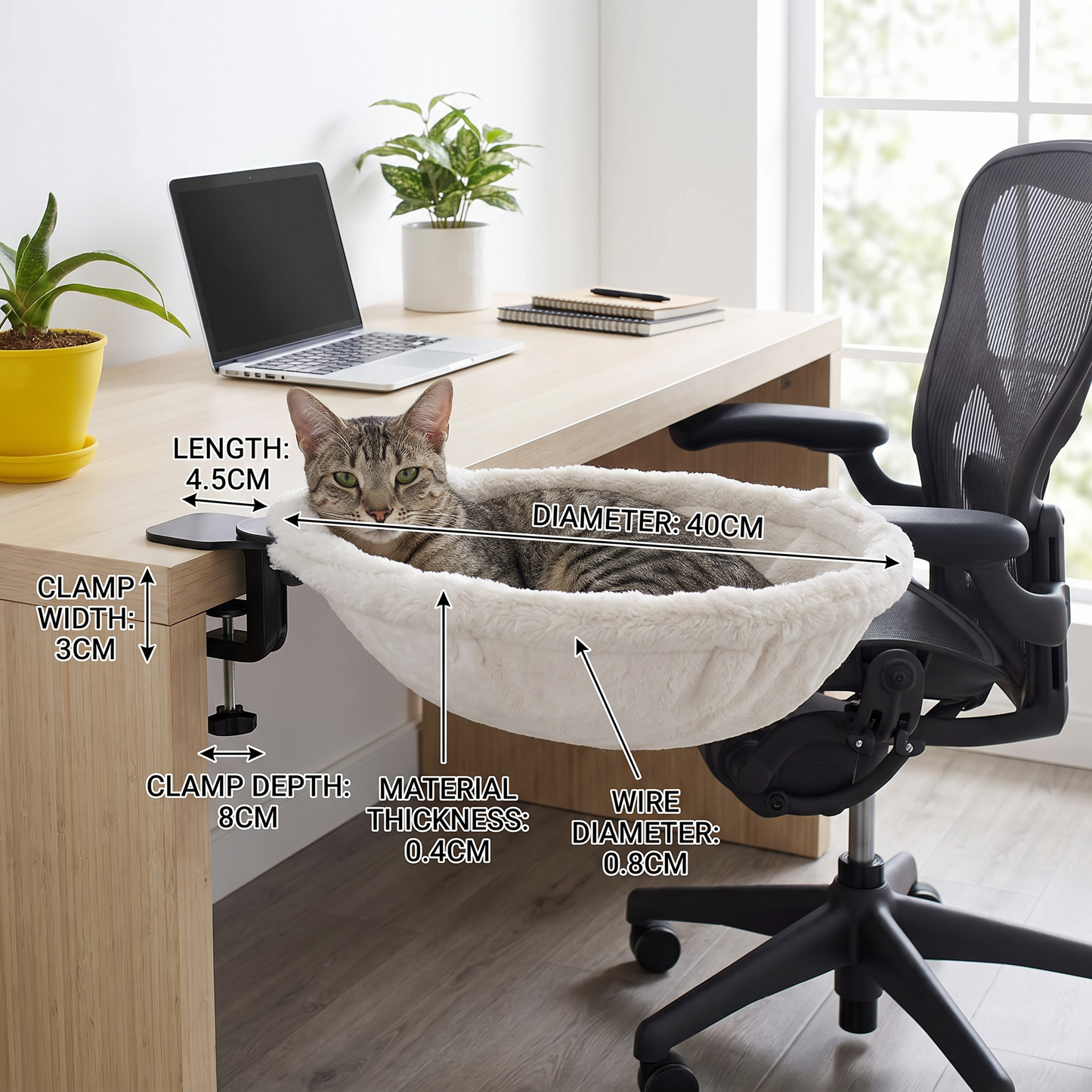 Premium Hanging Cat Hammock for Desks & Shelves
