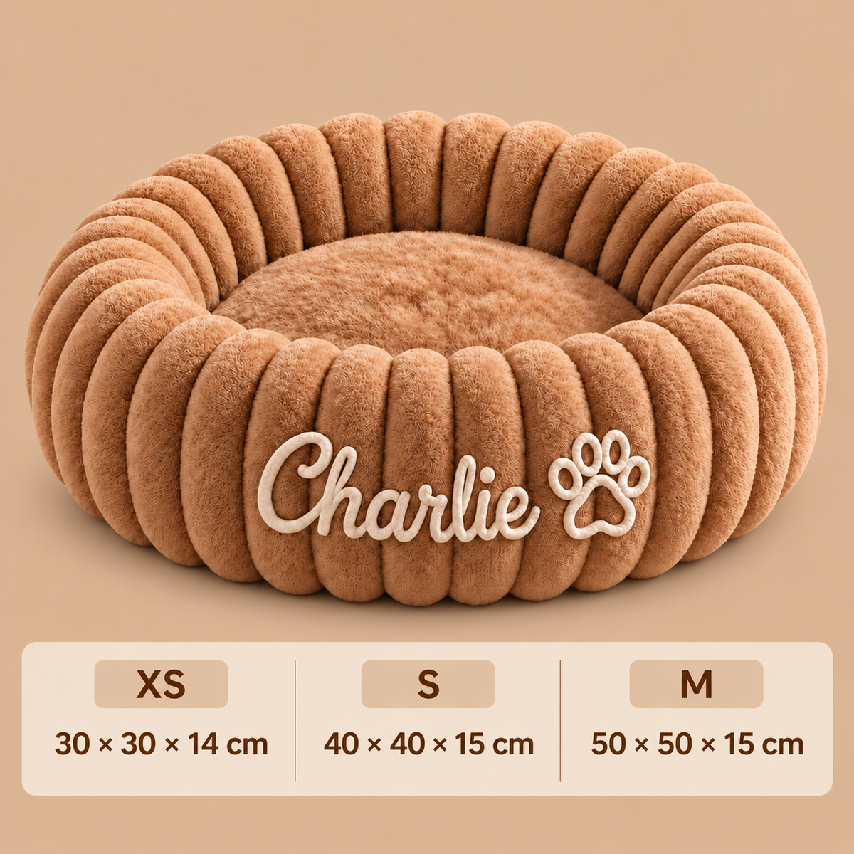 Personalized Round Fluffy CAT Bed