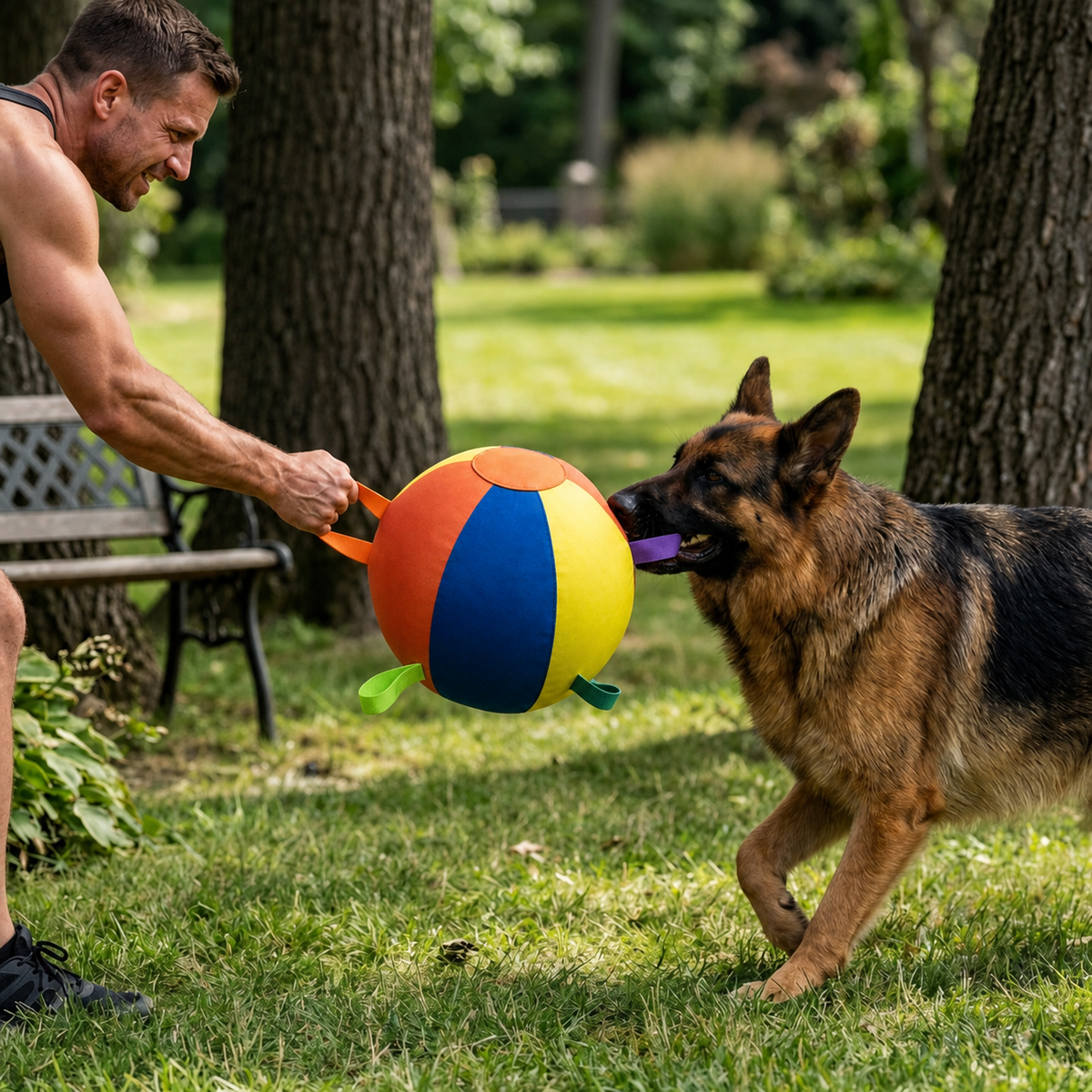 Interactive Colorful Herding Ball with Handles for Dogs – Durable Outdoor Training Toy