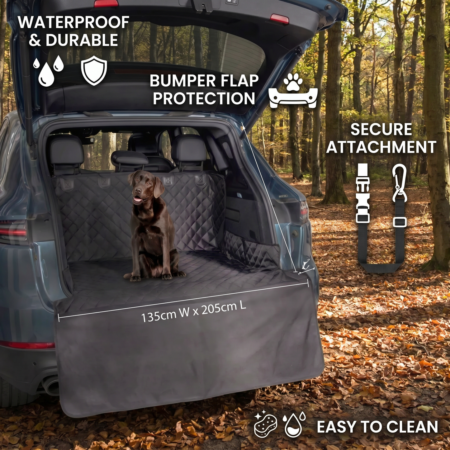 Waterproof SUV Dog Cargo Liner with Bumper Flap