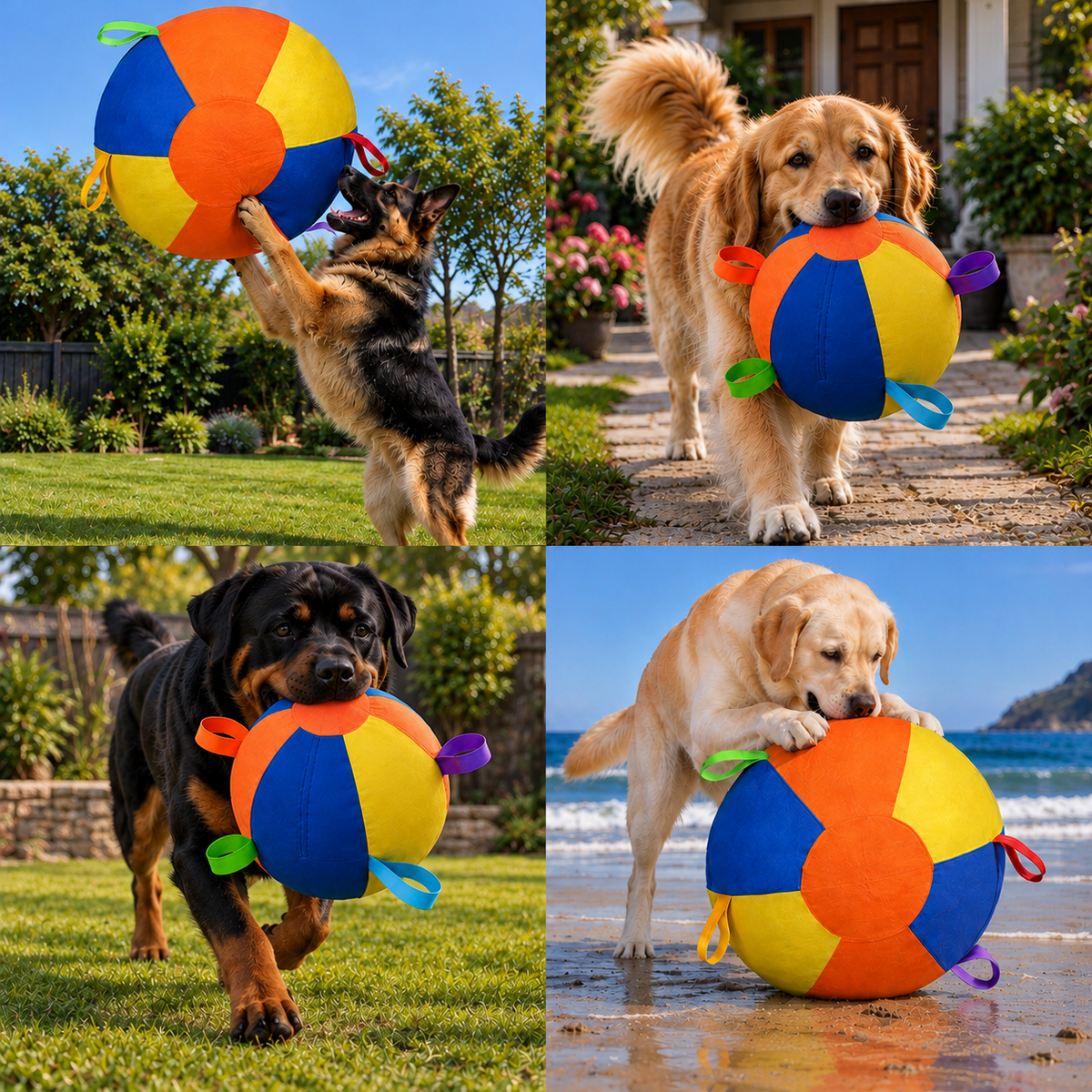 Interactive Colorful Herding Ball with Handles for Dogs – Durable Outdoor Training Toy