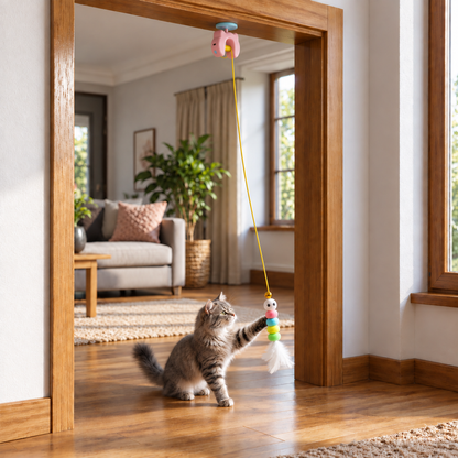 Rechargeable Hanging Door Cat Toy with Interactive Flying Feather