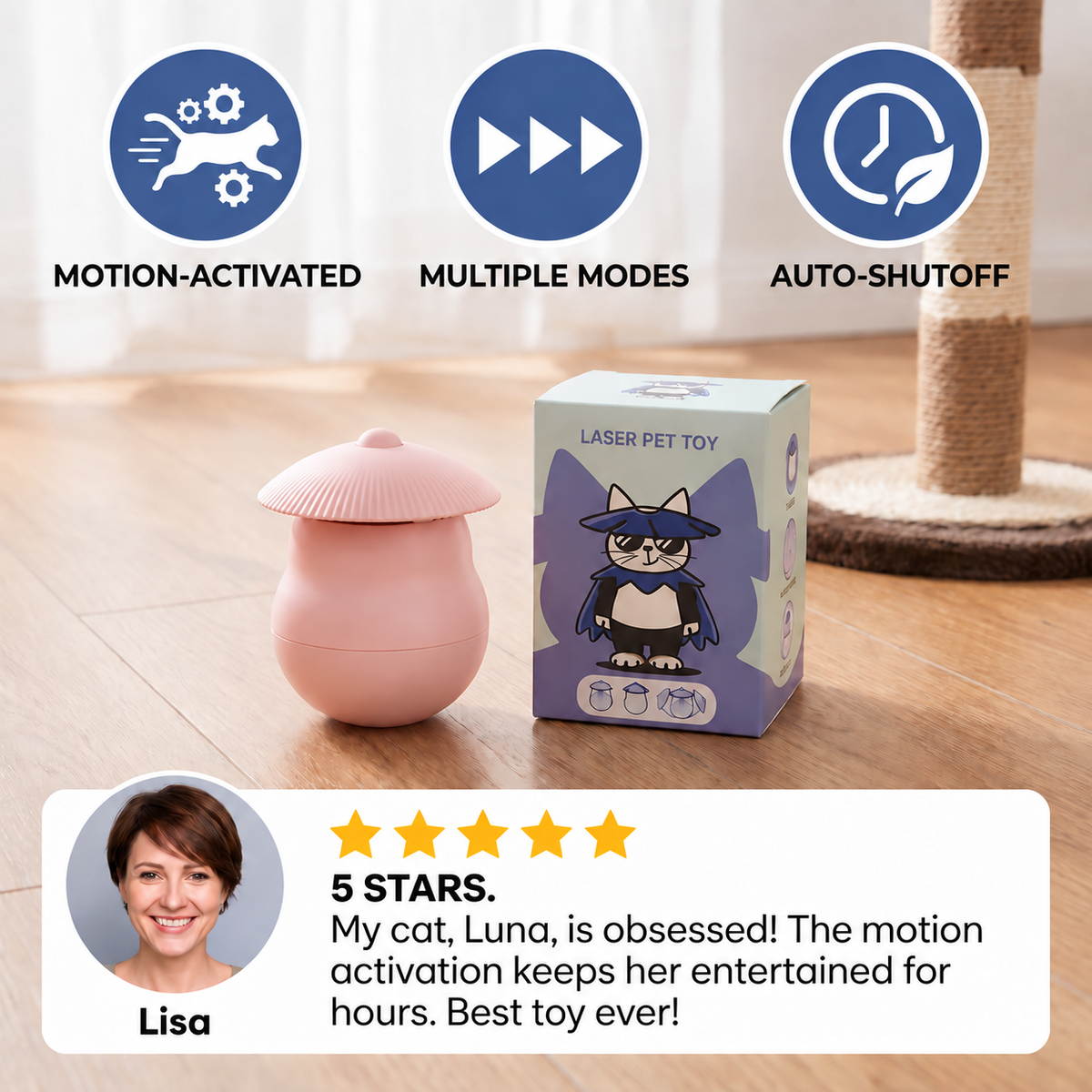 Automatic Motion-Activated Cat Laser Toy