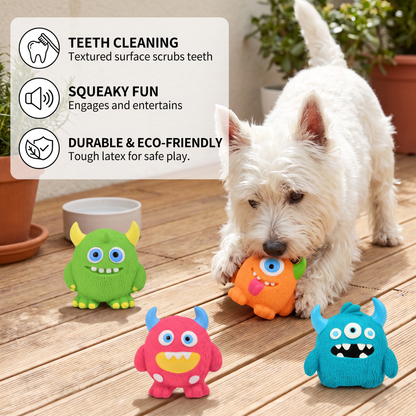 Durable Eco-Friendly Monster Teeth Cleaning Latex Squeaky Dog Toy