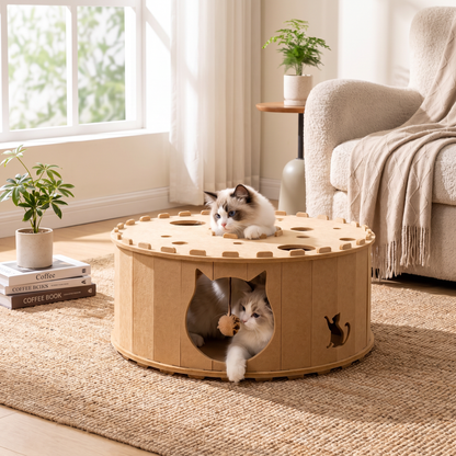 4-in-1 Foldable Cat Tunnel House – Interactive Hideaway, Scratcher & Play Bed