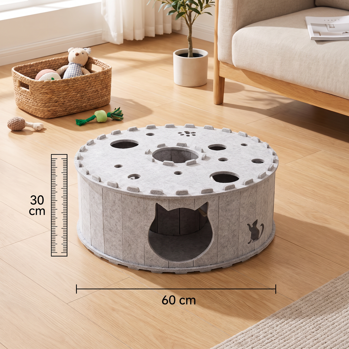 4-in-1 Foldable Cat Tunnel House – Interactive Hideaway, Scratcher & Play Bed