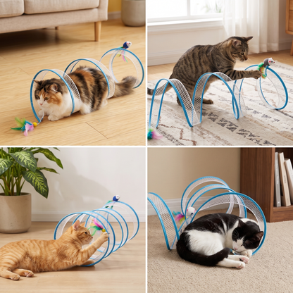 S-Shaped Cat Tunnel Toy – Interactive Foldable Play Tunnel