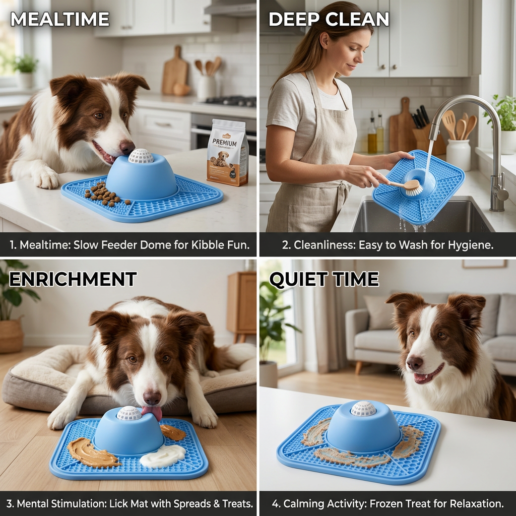 2in1 Slow Feeder Dog Bowl with Lick Mat