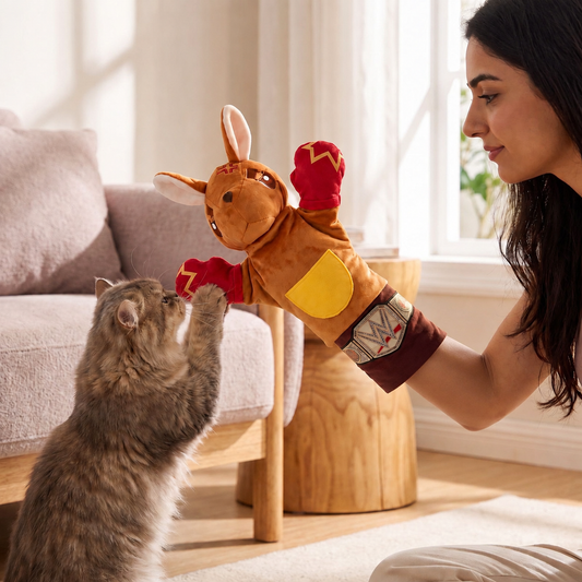 Interactive Kangaroo Boxing Hand Puppet Cat Toy