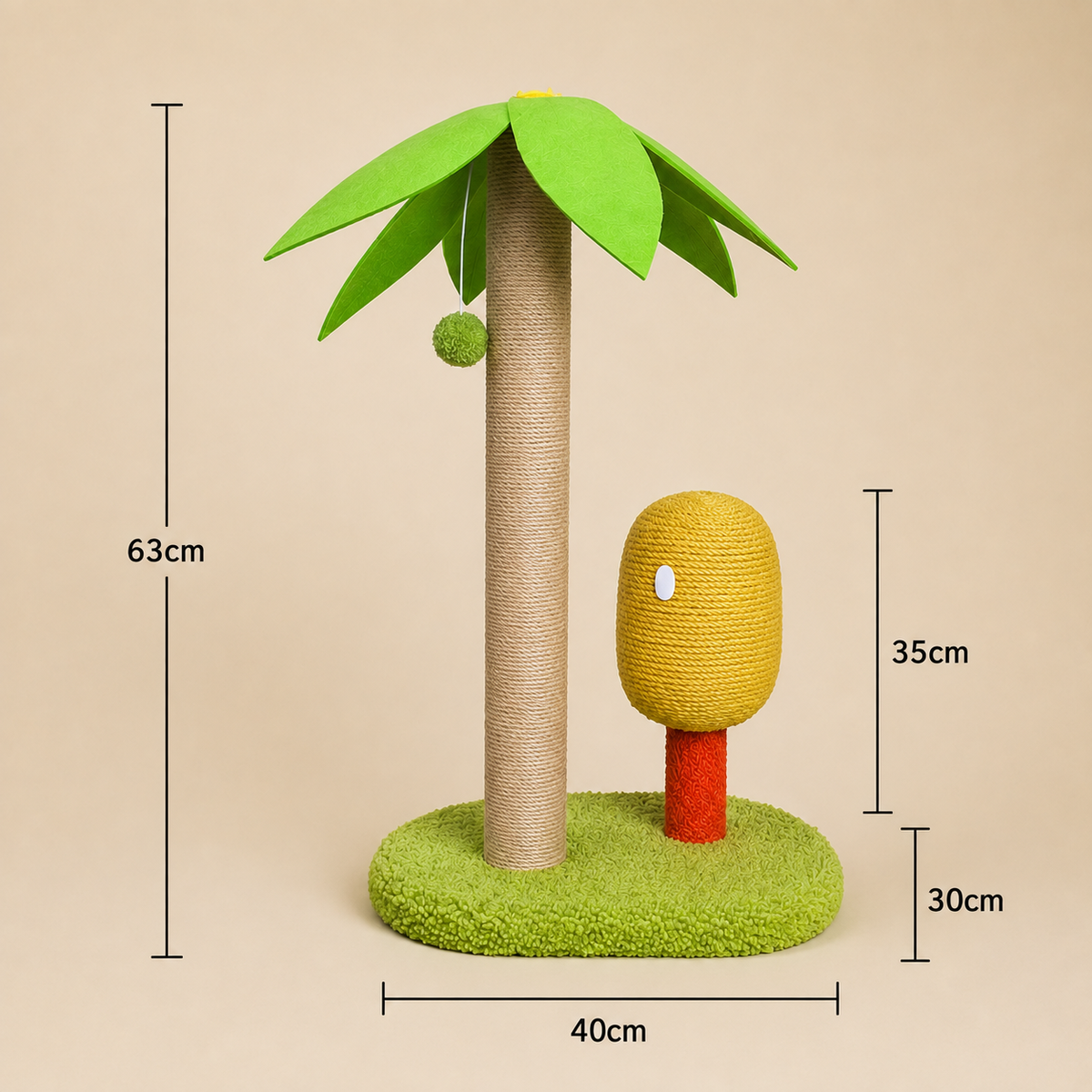 Cat Palm Sisal Scratching Post with Orange