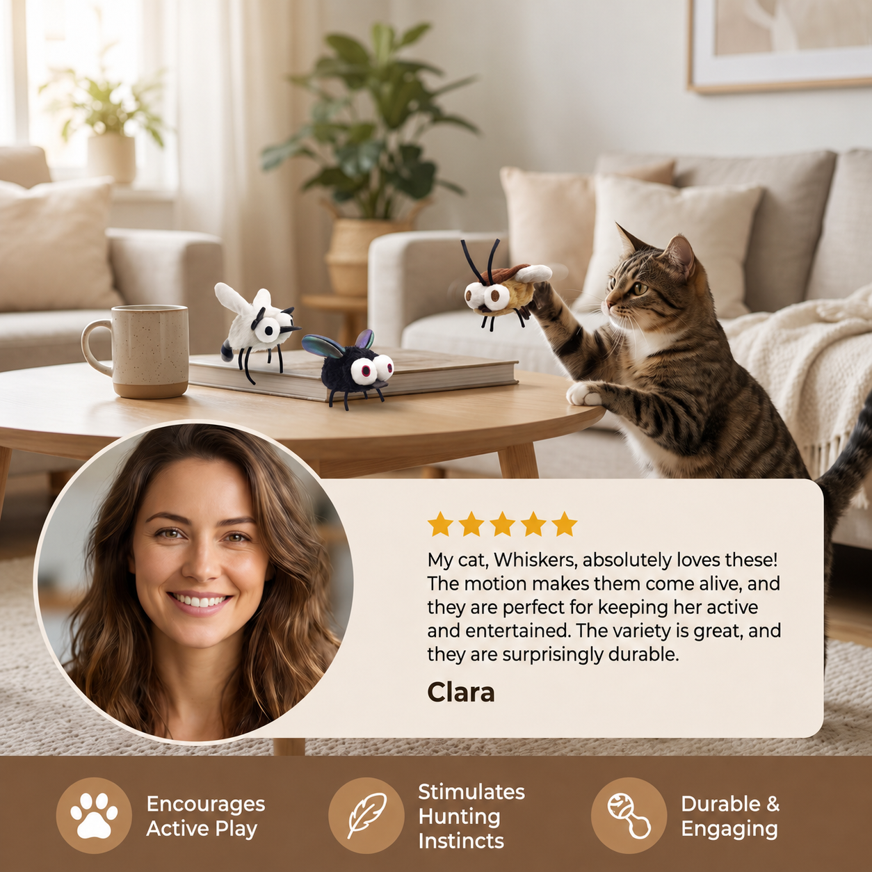 Motion-Activated Flying Insect Cat Toy