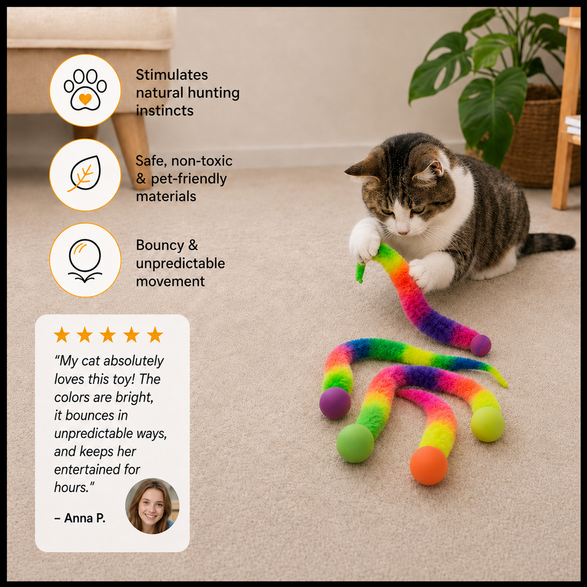 Tickle Cat Colorful bouncing ball