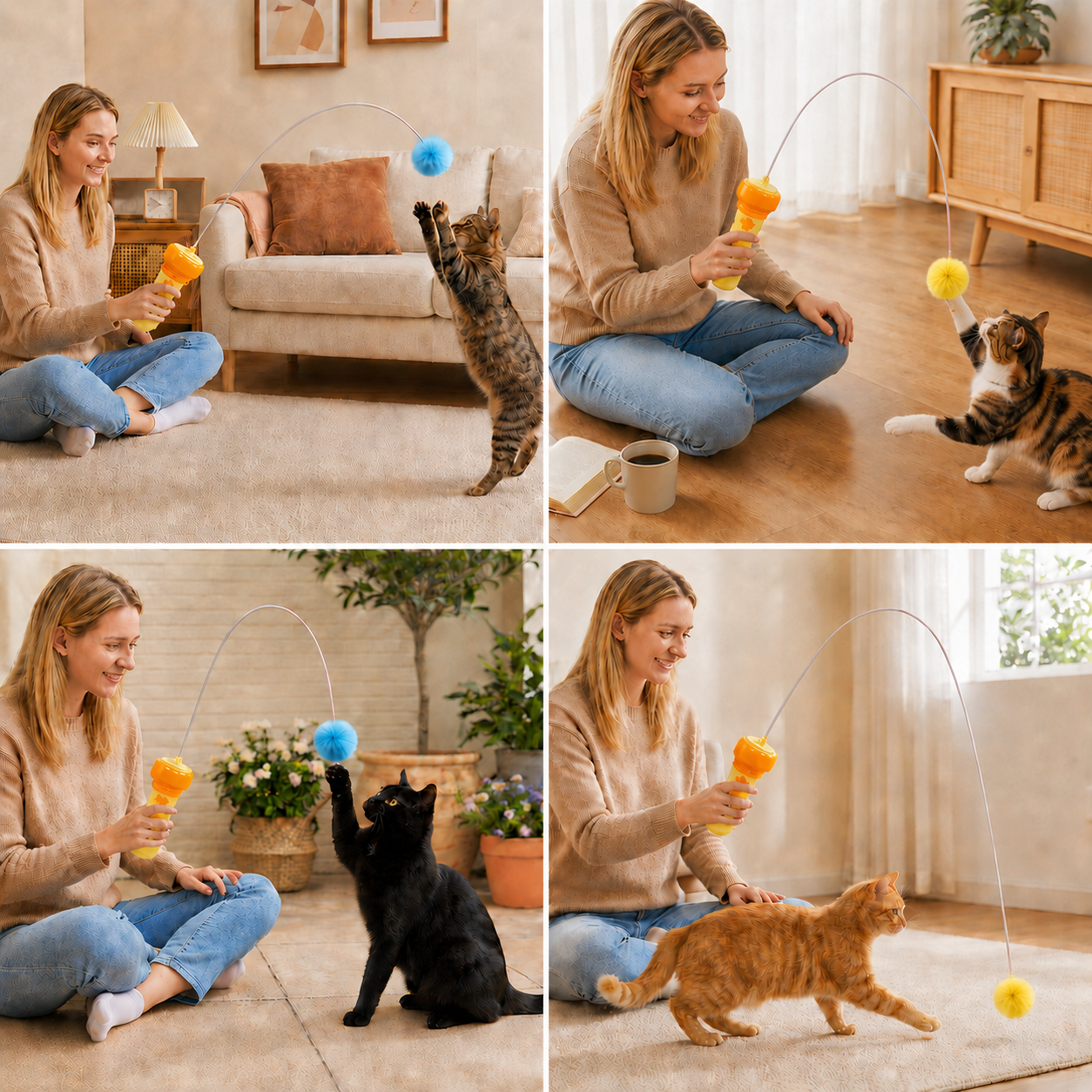 Interactive Pom-Pom Launcher Tod for Cats