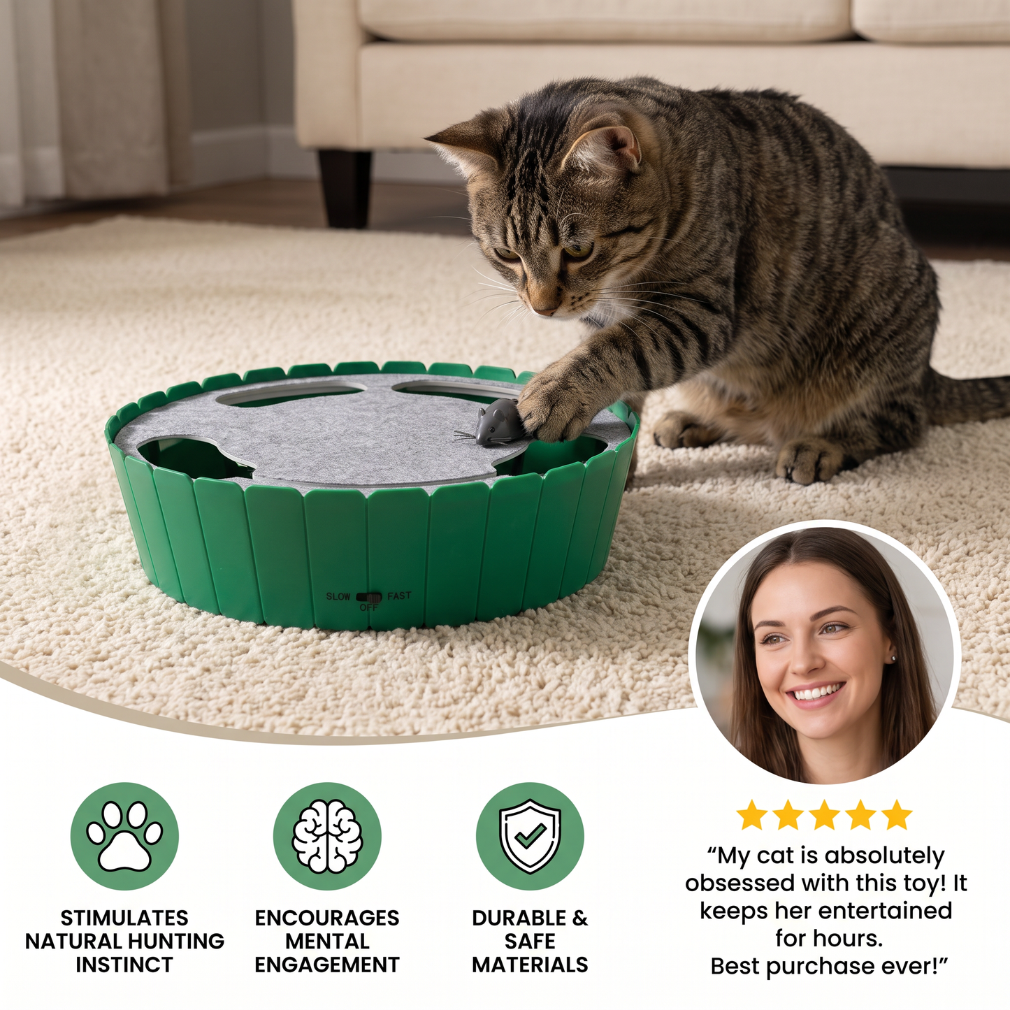 Interactive Hide & Seek Mouse Cat Toy
