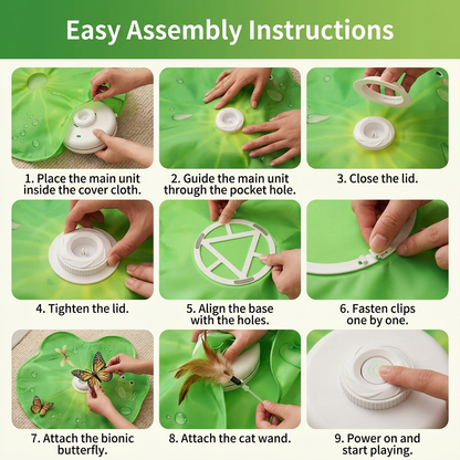 3-in-1 Interactive Butterfly Cat Toy – Play Mat with Butterfly & Feather Teasers