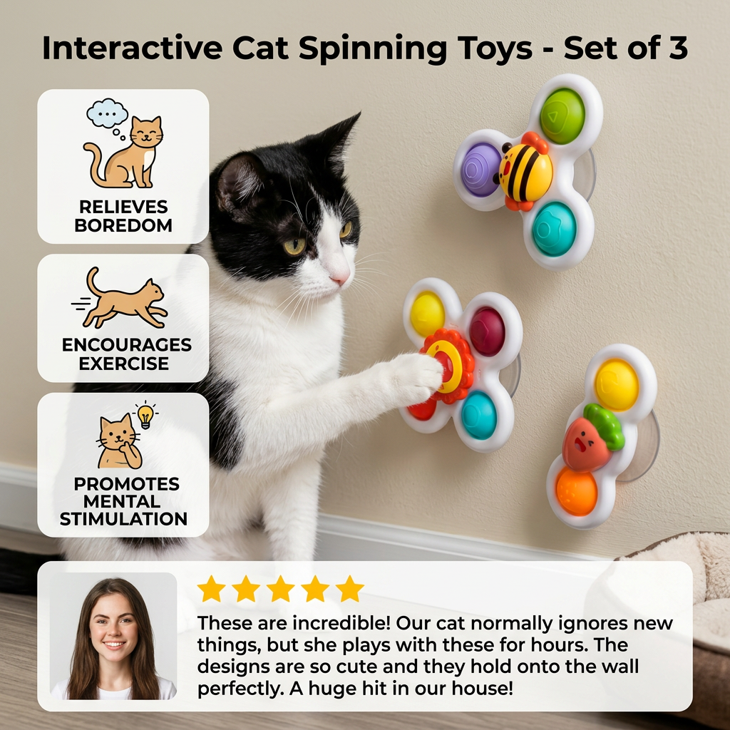 Interactive Cat Spinning Toys - Set of 3