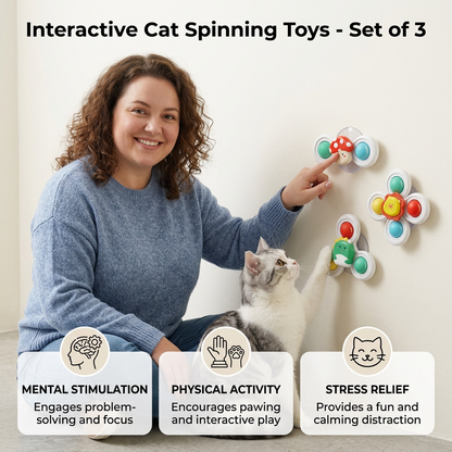 Interactive Cat Spinning Toys - Set of 3