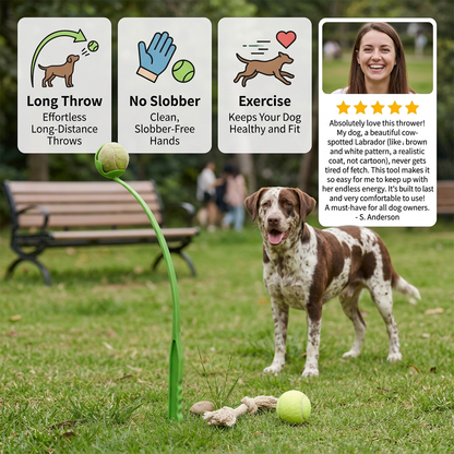 Interactive Tennis Ball Launcher for Dogs – Long-Handle Fetch Thrower