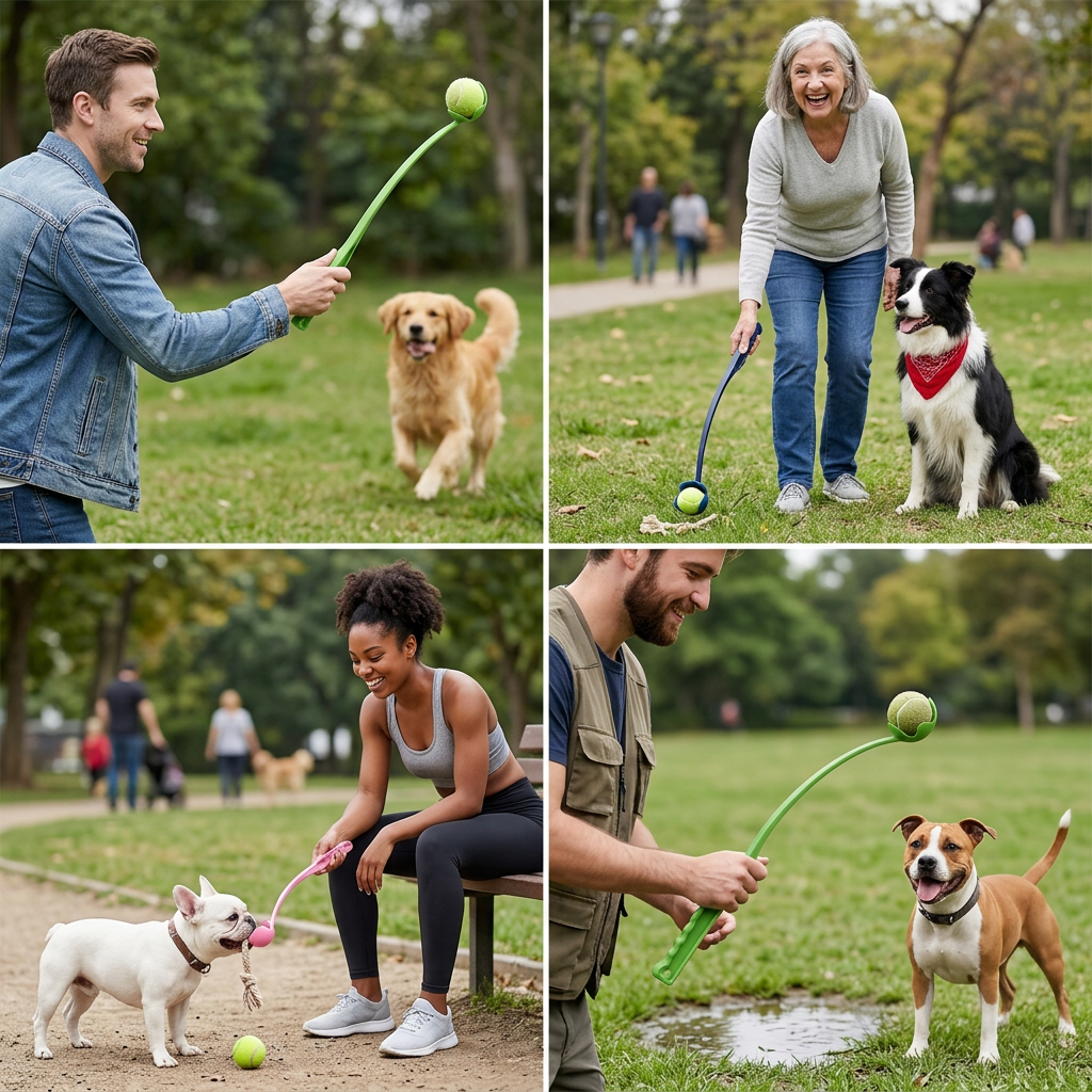 Interactive Tennis Ball Launcher for Dogs – Long-Handle Fetch Thrower