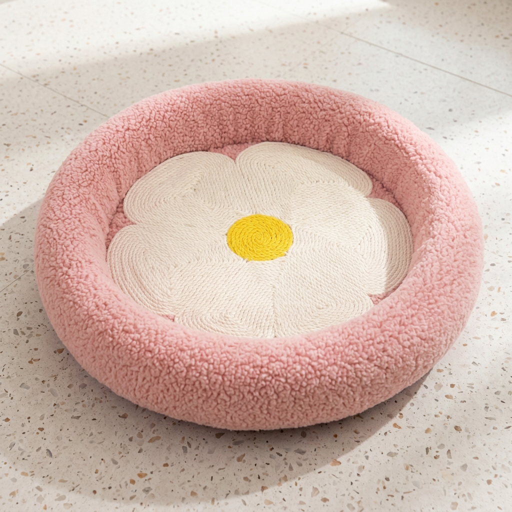 Flower Cat Scratcher Bed – Cozy 2-in-1 Scratching Lounge