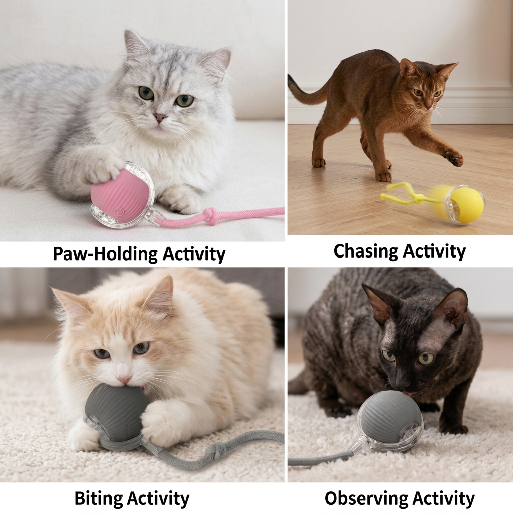 Upgraded Smart Rolling Cat Ball – Durable Interactive Toy with Mesh Tail