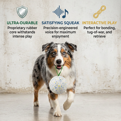Indestructible Squeaky Dog Ball – Bite-Resistant Interactive Tug & Fetch Toy
