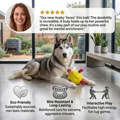 Eco-Friendly Indestructible Dog Ball – Bite Resistant Interactive Tug & Fetch Toy