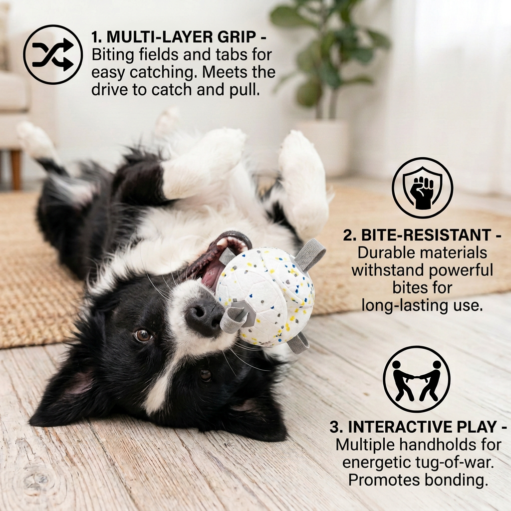 Eco-Friendly Indestructible Dog Ball – Bite Resistant Interactive Tug & Fetch Toy