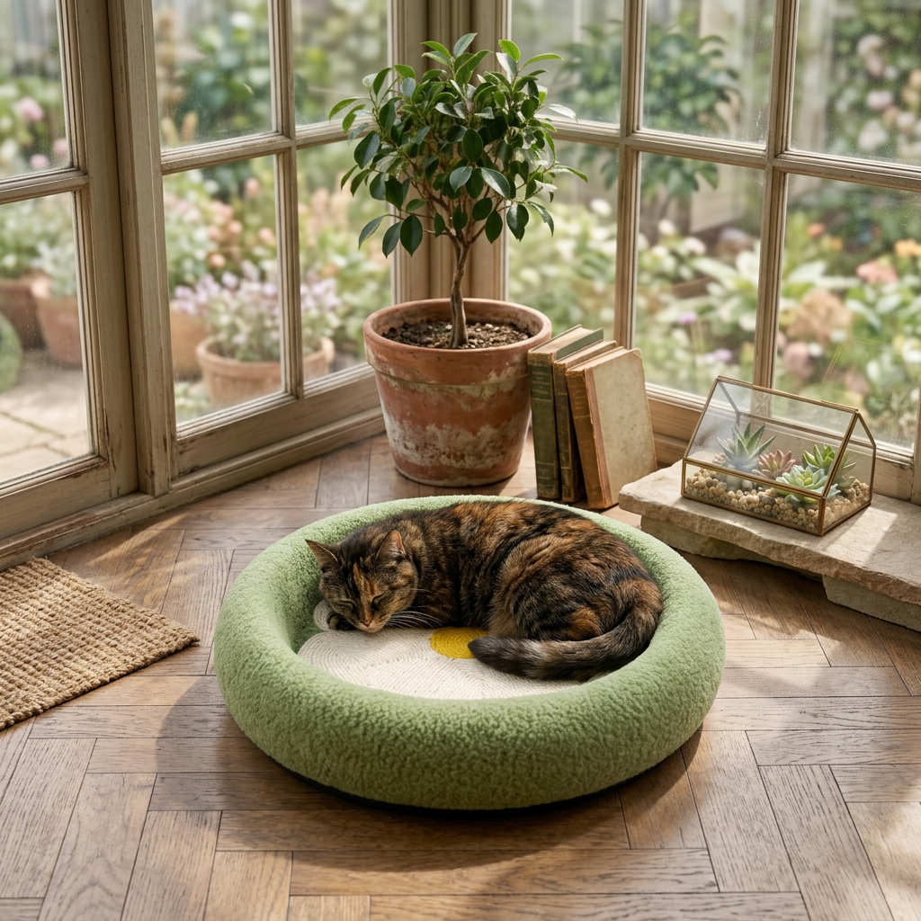 Flower Cat Scratcher Bed – Cozy 2-in-1 Scratching Lounge