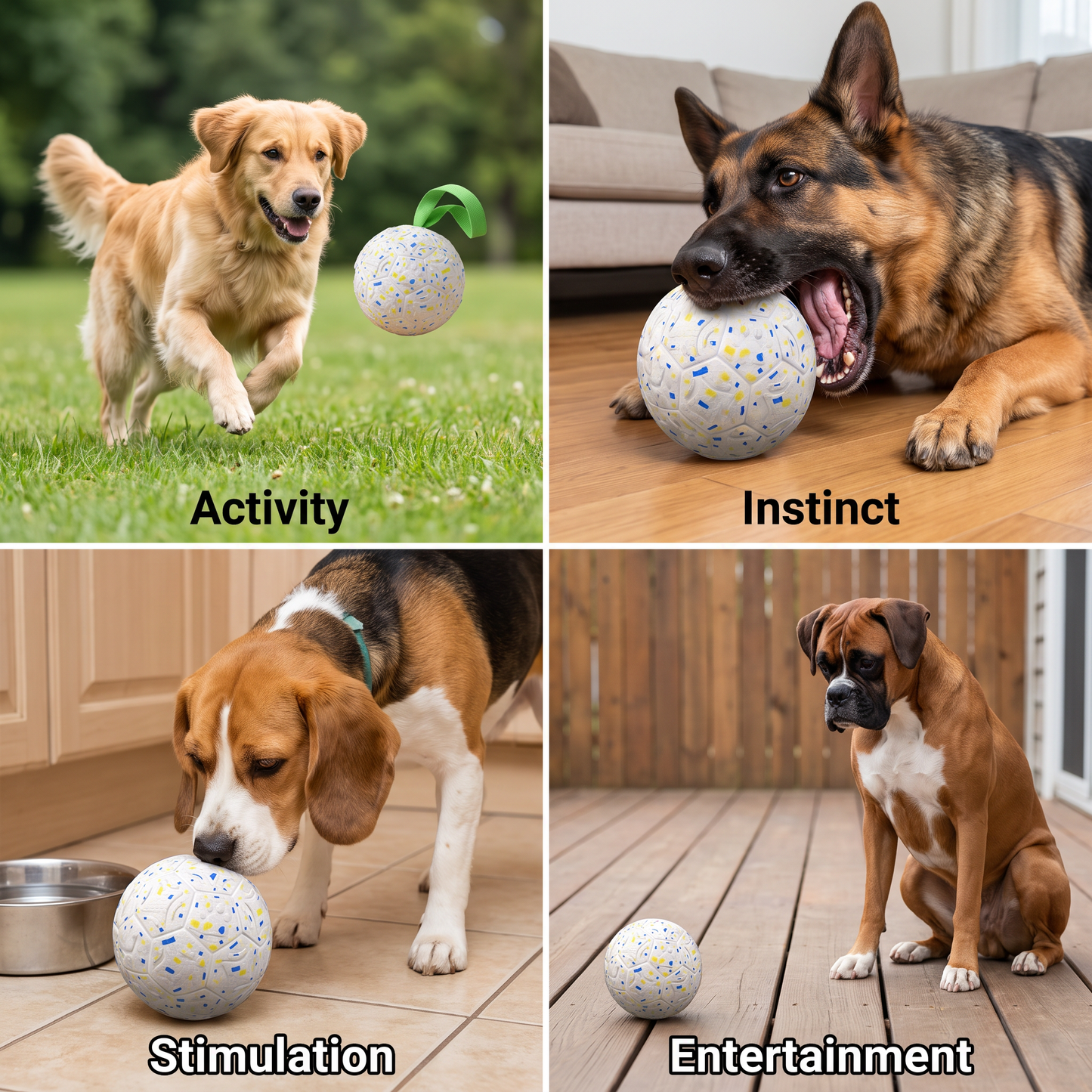 Indestructible Squeaky Dog Ball – Bite-Resistant Interactive Tug & Fetch Toy