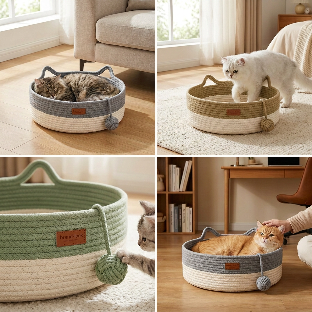 Handwoven Cotton Rope Cat Bed – DreamNest