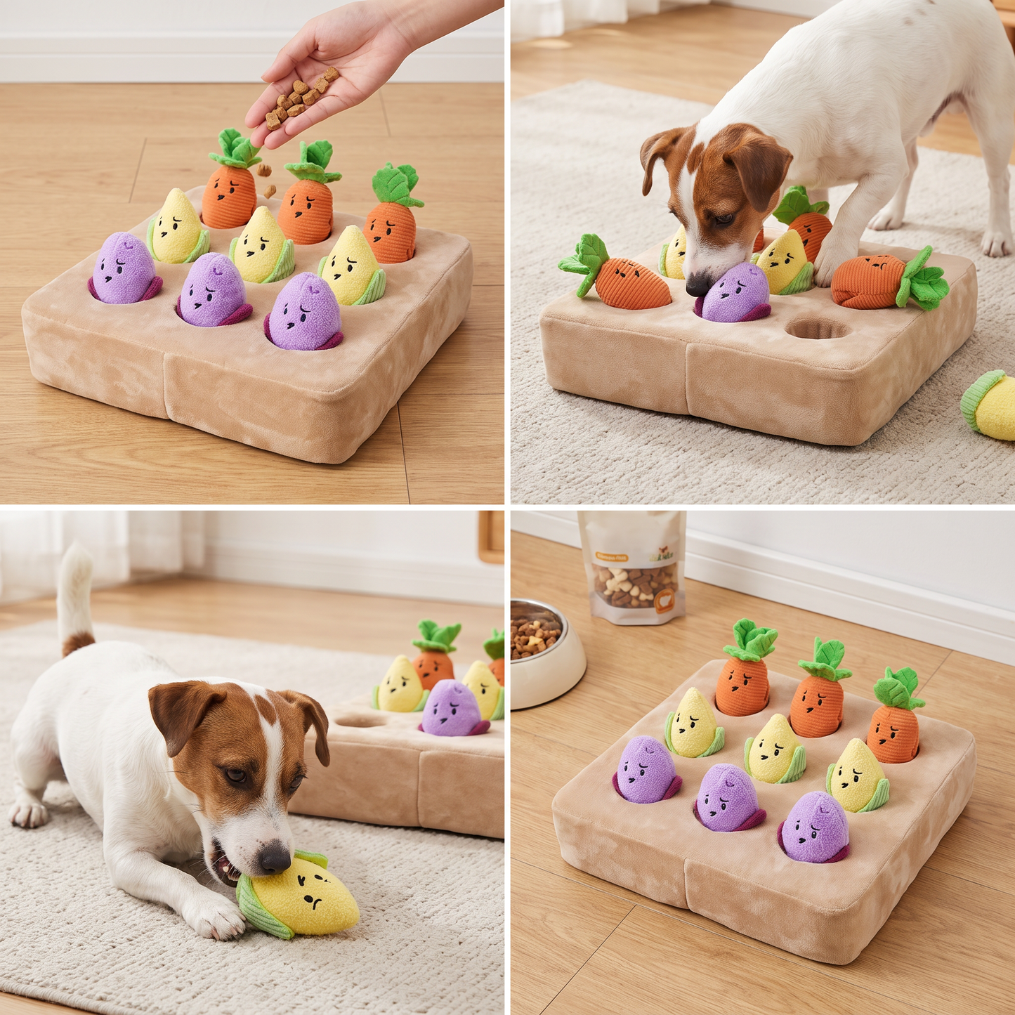 Interactive Vegetable Garden Treat Toy – Hide & Seek Snuffle Puzzle with Squeaky Veggies