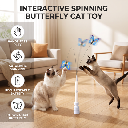 Interactive Spinning Butterfly Cat Toy – Rechargeable Motion Teaser Wand