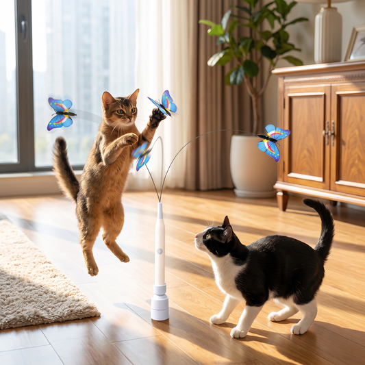 Interactive Spinning Butterfly Cat Toy – Rechargeable Motion Teaser Wand