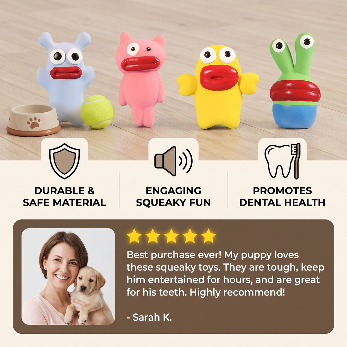 Interactive Chew & Squeak Puppy Toy