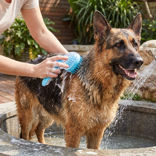 2-in-1 Silicone Pet Bath & Massage Brush with Shampoo Dispenser