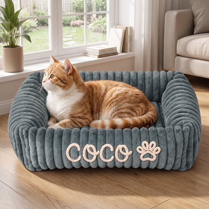 Personalized Fluffy Cloud Cat Bed with Soft Bolsters