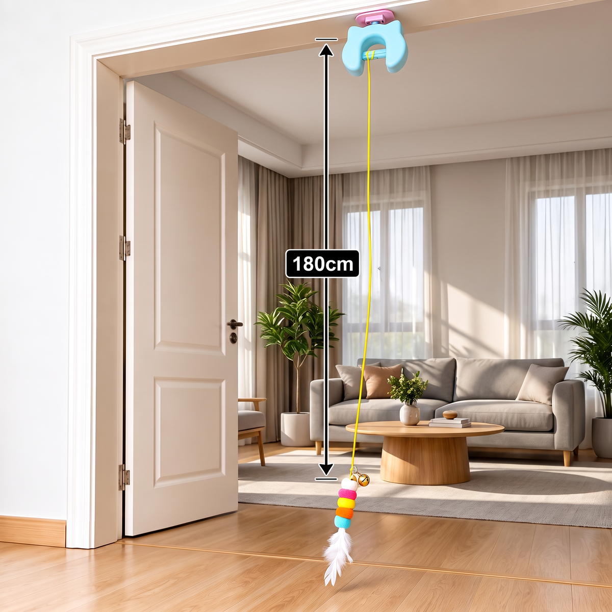 Rechargeable Hanging Door Cat Toy with Interactive Flying Feather