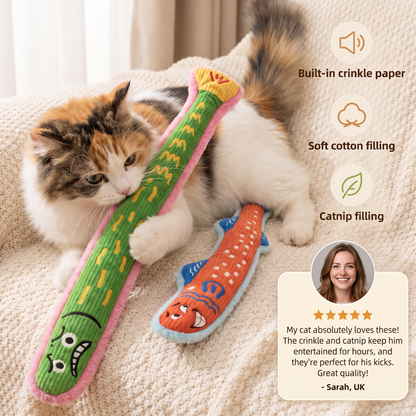 Catnip Crinkle Kicker Toy – Plush Cat Kick & Cuddle Toy