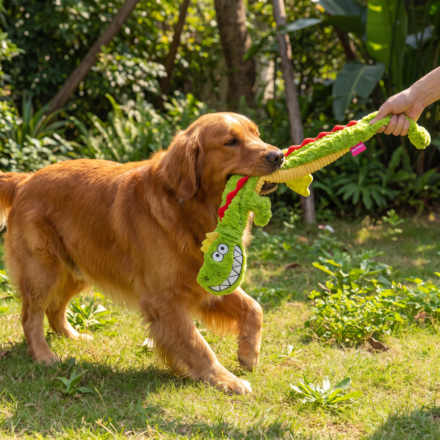 Durable Plush Dragon Dog Toy – Squeaky Crinkle Tug Toy