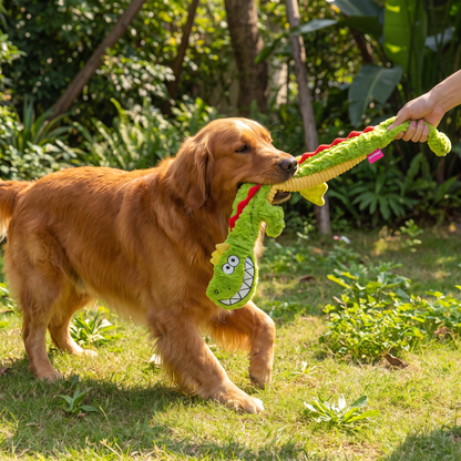 Durable Plush Dragon Dog Toy – Squeaky Crinkle Tug Toy