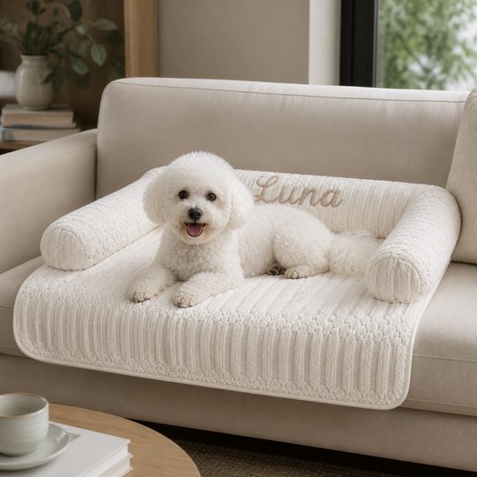 Personalized Fluffy Dog Sofa Bed & Protective Couch Cover