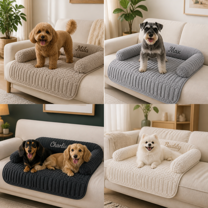 Personalized Fluffy Dog Sofa Bed & Protective Couch Cover