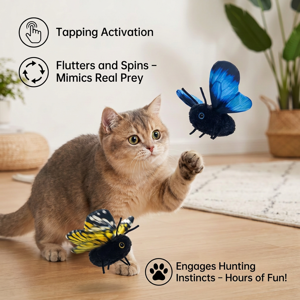 Interactive Flutter Butterfly Cat Toy – Automatic Flying Teaser