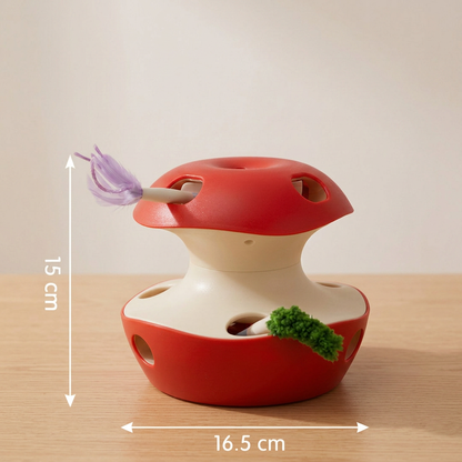 3-in-1 Apple-Shaped Cat Toy – Interactive Feather & Ball Toy