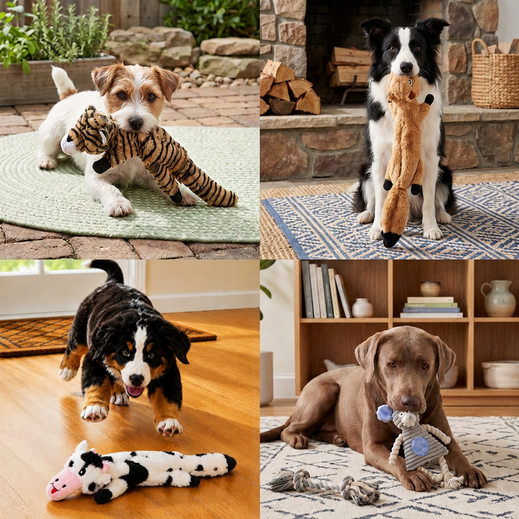 Durable Stuffing-Free Crinkle Squeaky Dog Toy