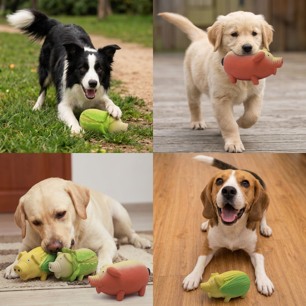 Durable Squeaky Latex Farm Animal Dog Toy
