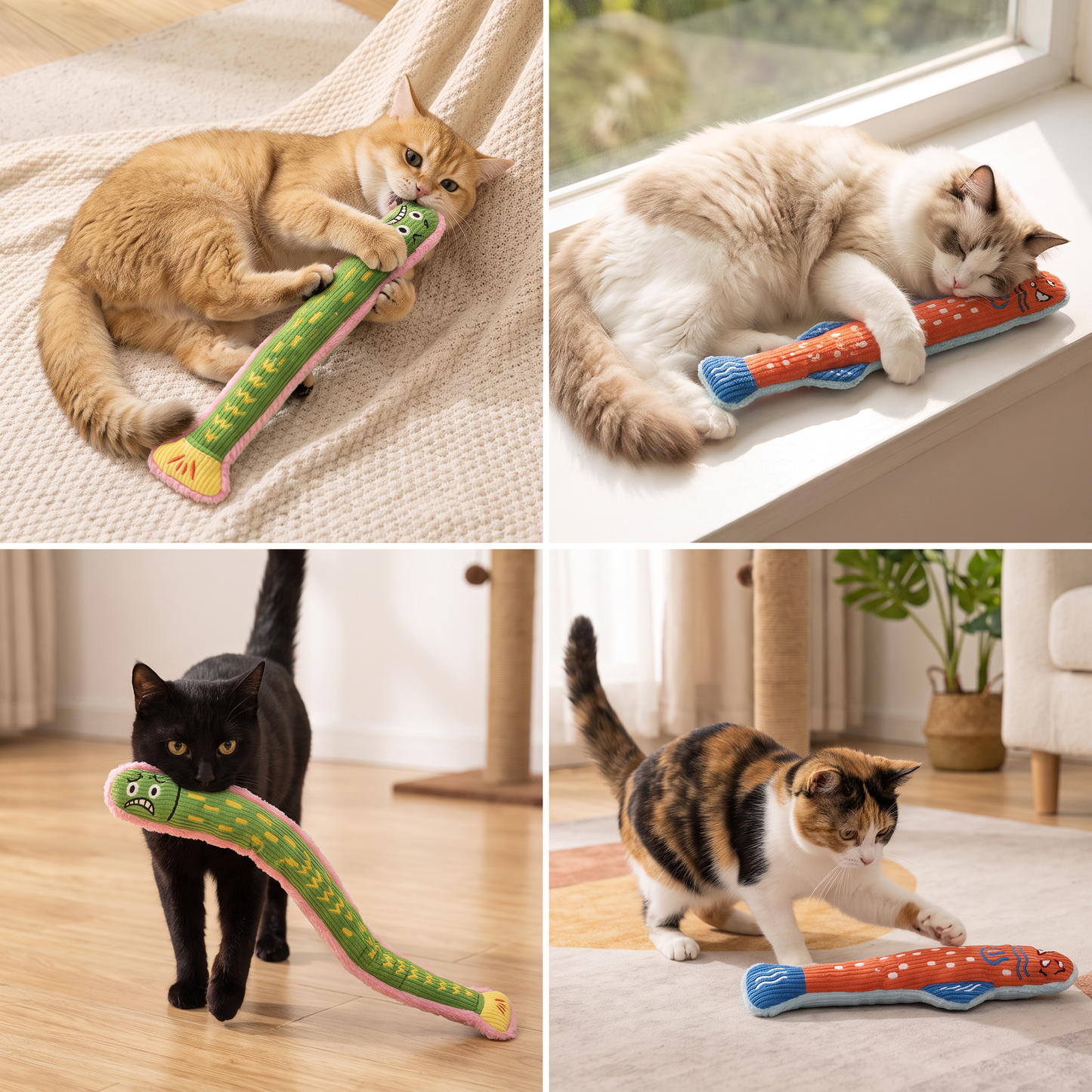 Catnip Crinkle Kicker Toy – Plush Cat Kick & Cuddle Toy