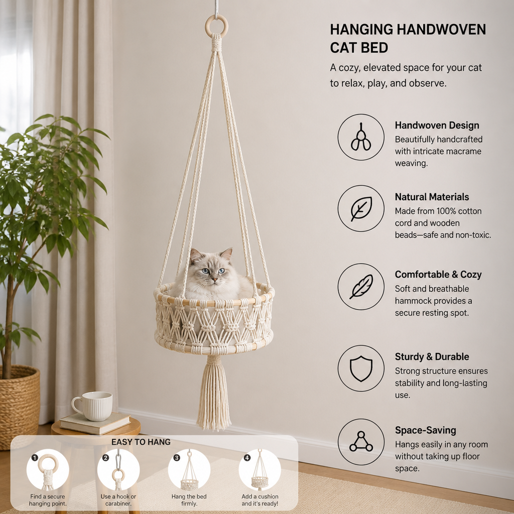 Hanging Handwoven Cat Bed